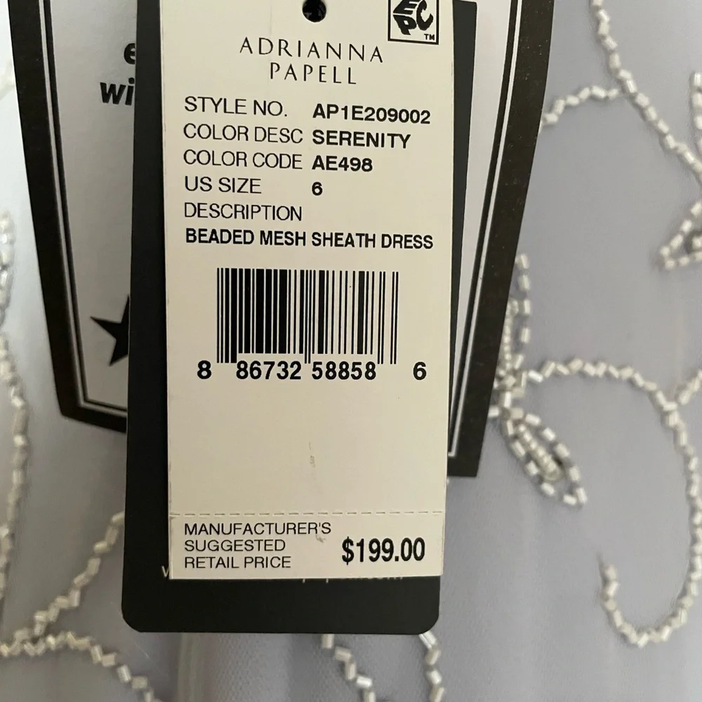 Adrianna Papell Plus Beaded Mesh Sheath Dress New With Tag - Picture 4 of 8